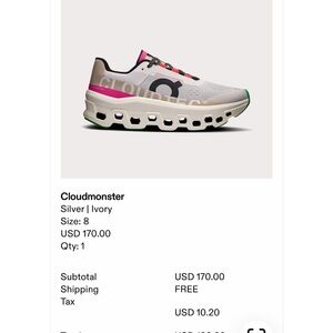 On Running Cloudmonster Silver Ivory Athletic Shoes